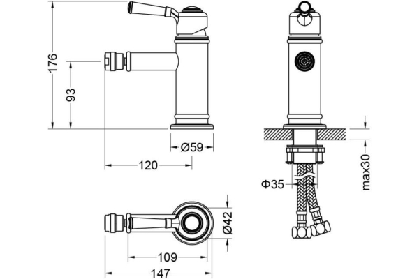 Смеситель для биде Aquatek Классик AQ1518PG