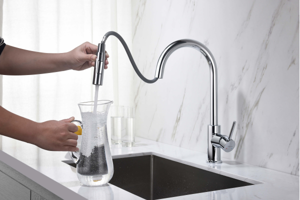 Смеситель для кухни Aquatek Европа с вытяжным изливом 2 jet AQ1384CR