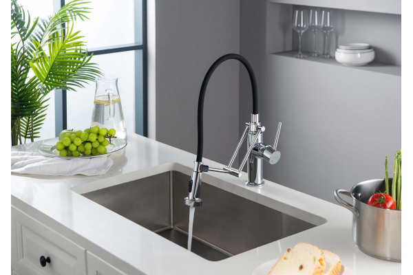 Смеситель для кухни Aquatek Европа с вытяжным изливом 2 jet AQ1388CR