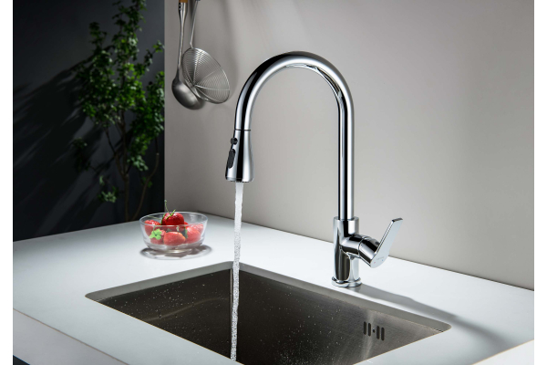 Смеситель для кухни Aquatek Лугано с вытяжным изливом 2 jet AQ1784CR