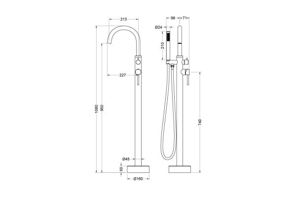 Смеситель для ванны Aquatek Европа AQ1345CR