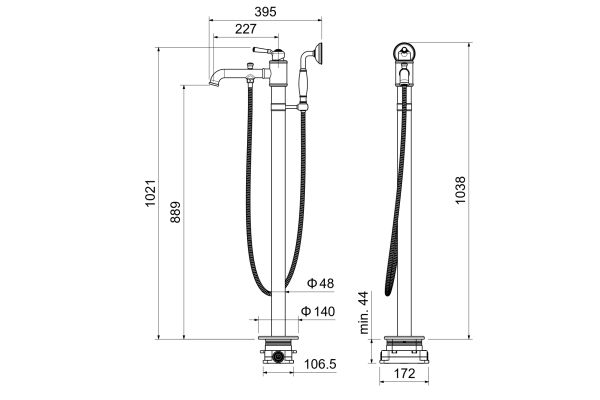 Смеситель для ванны Aquatek Классик напольный AQ1545CR