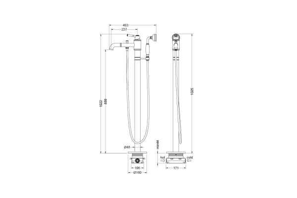Смеситель для ванны Aquatek Классик напольный AQ1545CR