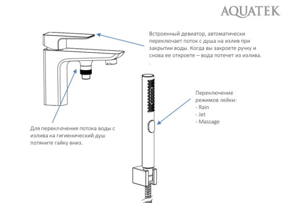Смеситель на борт ванны Aquatek Вега врезной AQ1044CR