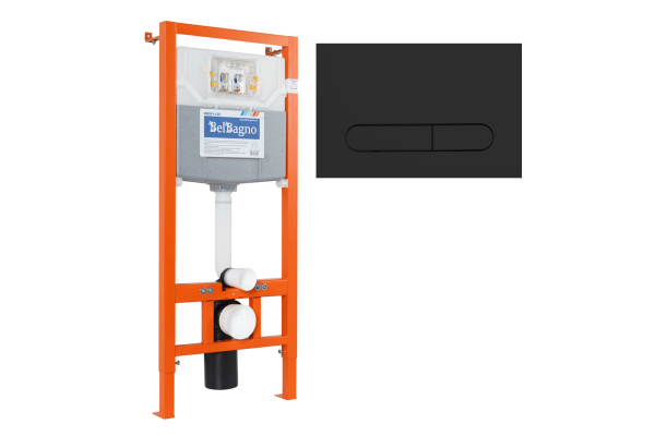 Комплект 2 в 1 Система инсталляции для унитазов BelBagno BB001-120 с кнопкой смыва BB007-PR-NERO.M