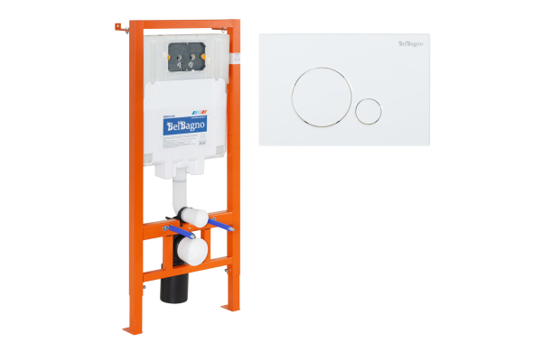 Комплект 2 в 1 Система инсталляции для унитазов BelBagno BB002-80 с кнопкой смыва BB014-SR-BIANCO