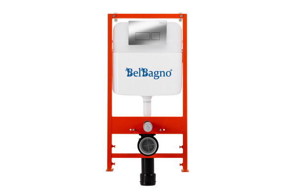 Комплект 2 в 1 Система инсталляции для унитазов BelBagno BB026 с кнопкой смыва BB041CR