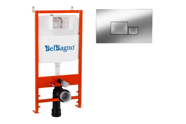 Комплект 2 в 1 Система инсталляции для унитазов BelBagno BB026 с кнопкой смыва BB071CR