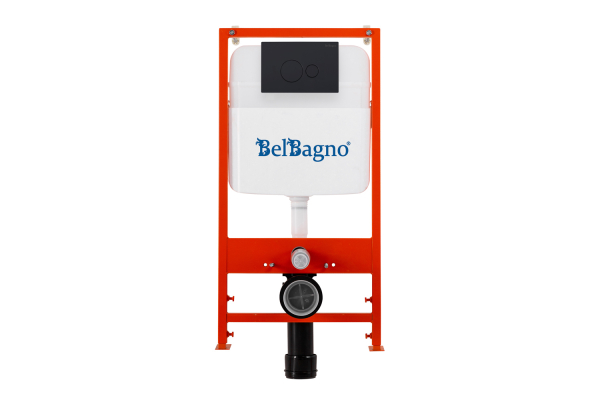 Комплект 2 в 1 Система инсталляции для унитазов BelBagno BB026 с кнопкой смыва BB084NERO