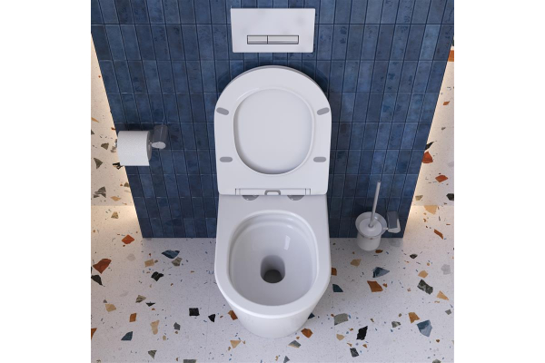 Унитаз приставной безободковый с сиденьем и смывом Tornado BelBagno Flay-Tor BB1003CB-TOR/SC