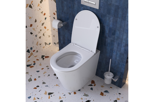 Унитаз приставной безободковый с сиденьем и смывом Tornado BelBagno Flay-Tor BB1003CB-TOR/SC