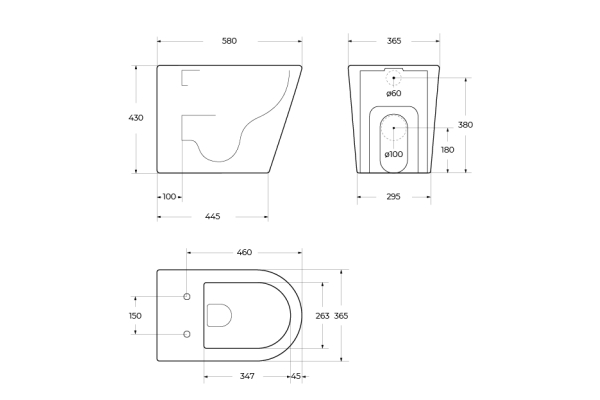 Унитаз приставной безободковый с сиденьем и смывом Tornado BelBagno Flay-Tor BB1003CB-TOR/SC