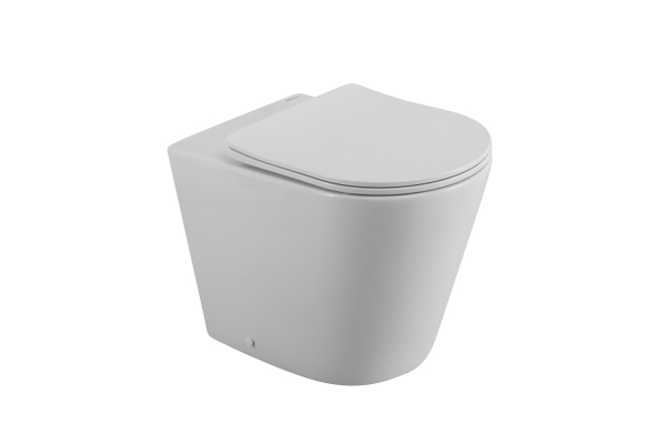 Унитаз приставной безободковый с сиденьем BelBagno Flay-R BB1003CBR/SC