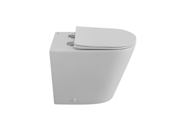 Унитаз приставной безободковый с сиденьем BelBagno Flay-R BB1003CBR/SC