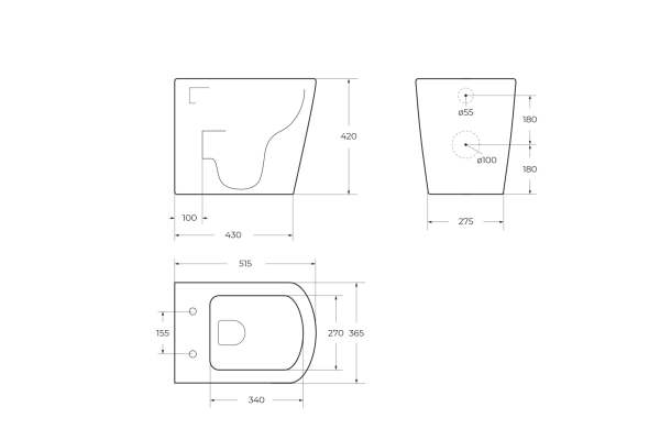 Унитаз приставной безободковый с сиденьем BelBagno Albano BB120CBR