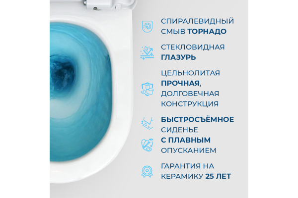 Унитаз-моноблок с сиденьем BelBagno Tornado Tre-Tor безободковый BB673CP-MN-TOR/SC