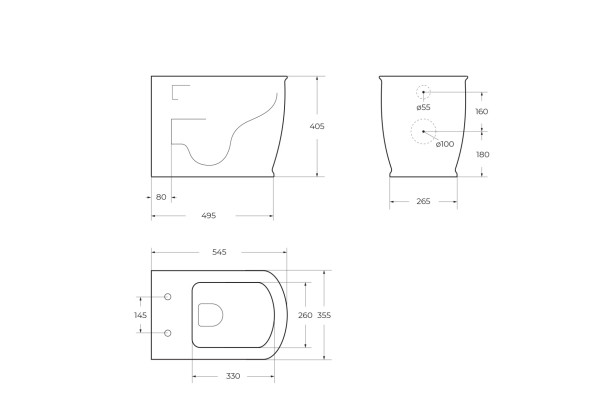 Унитаз приставной безободковый с сиденьем BelBagno Prado BB10150CB