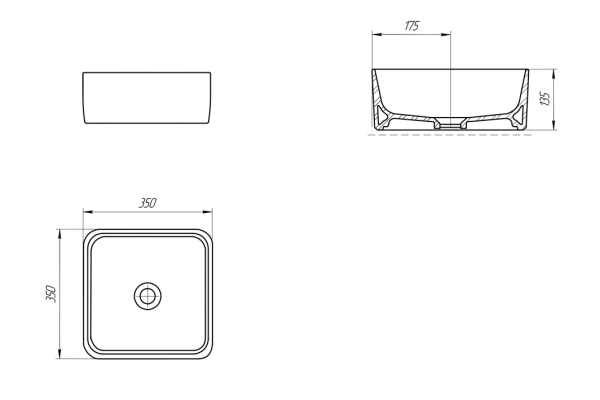 Умывальник на столешницу Cersanit Crea 35 UM-CRE35/1-oc-S Square