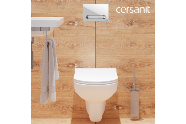 Комплект Cersanit City CO DPL EO: slim инсталляция Link Pro, кнопка Estetica, пластик, белый с рамкой хром