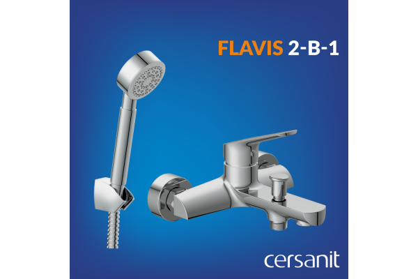 Комплект Cersanit Flavis 2 в 1 смеситель для ванны Flavis душевой гарнитур Cari