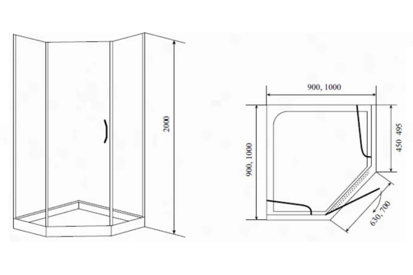 Душевой угол Timo TL 100х100х185 BY-839/100C