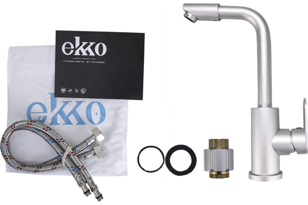 Смеситель Ekko Е4365 для кухни, серый