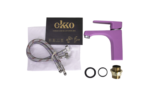 Смеситель для раковины Ekko E10302 с гайкой, фиолетовый