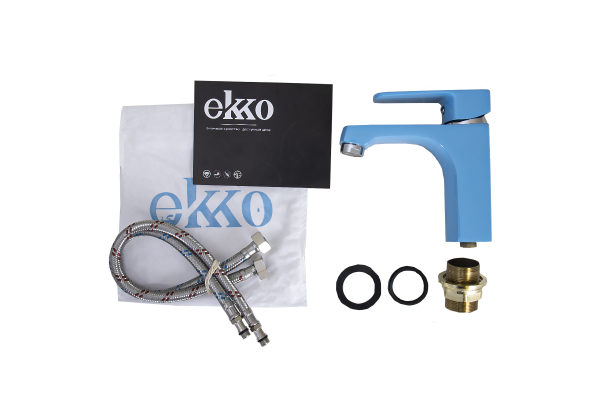 Смеситель для раковины Ekko E10304 с гайкой, синий
