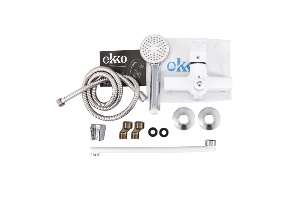 Смеситель для ванны Ekko E22301 длинный излив переключатель в корпусе, белый
