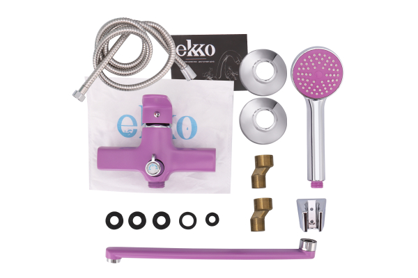 Смеситель для ванны Ekko E22302 длинный излив переключатель в корпусе, фиолетовый