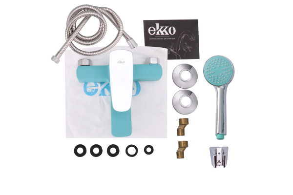 Смеситель для ванны Ekko E32303 короткий излив переключатель в корпусе , бирюзовый
