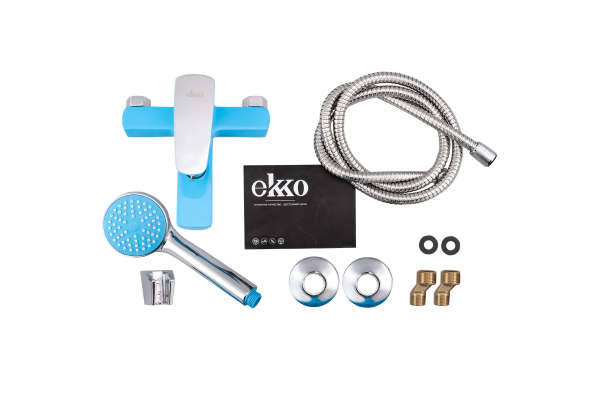Смеситель для ванны Ekko E32304 короткий излив переключатель в корпусе, синий