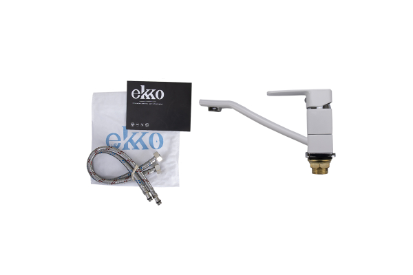 Смеситель для раковины Ekko E45301 с гайкой, белый