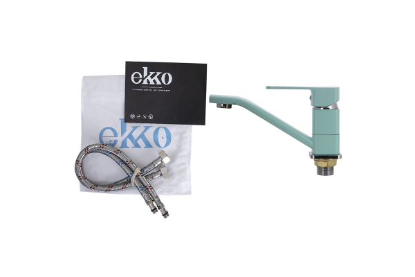 Смеситель для раковины Ekko E45303 с гайкой, бирюзовый