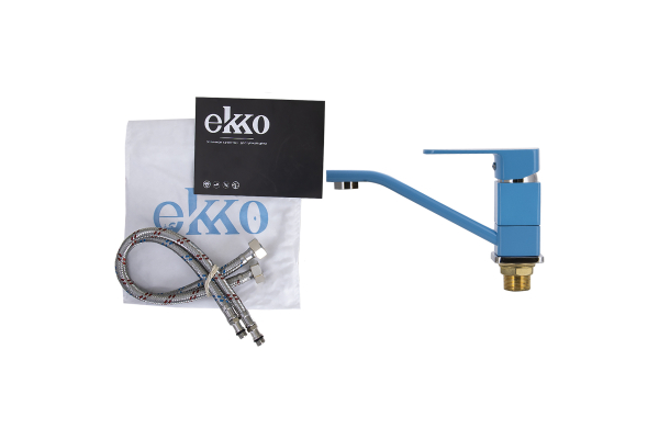 Смеситель для раковины Ekko E45304 с гайкой, синий