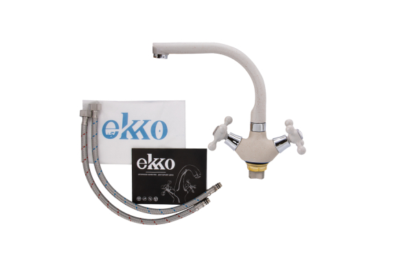 Смеситель для кухни Ekko E5408-10 с гайкой, мрамор