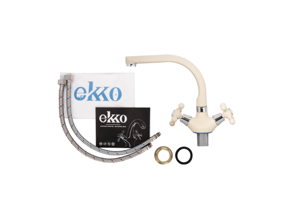 Смеситель для кухни Ekko E5408-21 с гайкой, бежевый