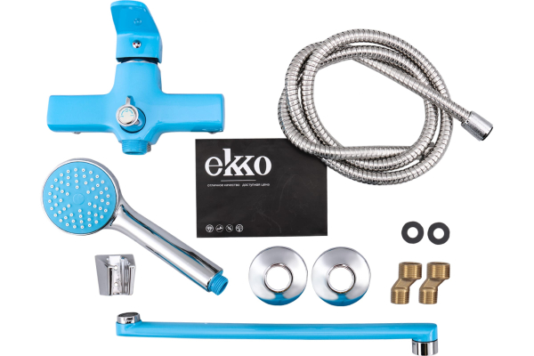 Смеситель Ekko Е22304 для ванны, длинный излив, синий