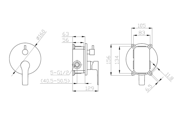 Смеситель Esko Singapore для душа встроенный SB83-3