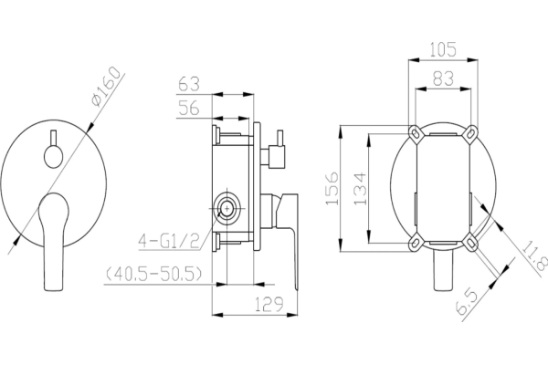 Смеситель Esko Singapore для душа встроенный SB83-2