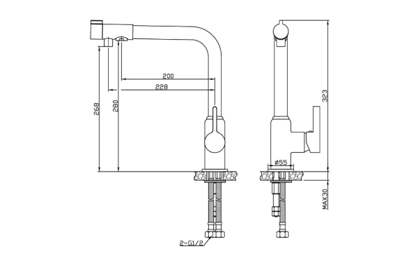 Смеситель Esko K23 для кухонной мойки K23