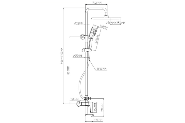 Душевая система Esko Berlin с изливом ST250 BR