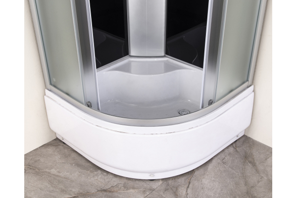 Душевая кабина Eva Gold с высоким поддоном 100х100 рифленое стекло, черная стенка, хром матовый профиль F102BS
