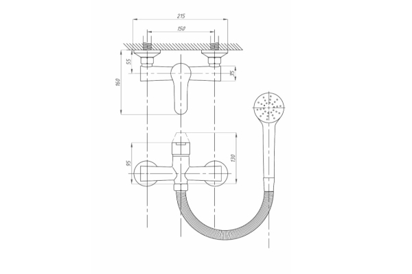 Смеситель Fauzt для душа FZs-241-B100 тип См-ДшОНРШл