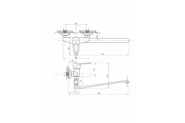 Смеситель Fauzt для ванны с душем FZs-614-114 тип См-ВУОРНШлА