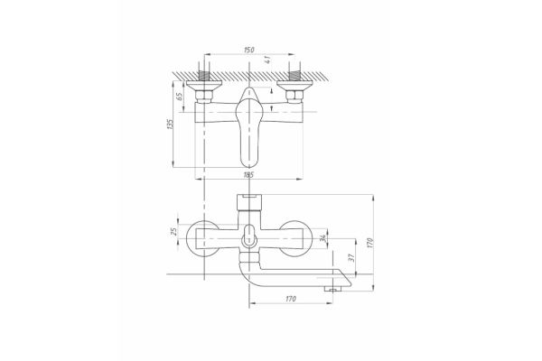 Смеситель Fauzt для ванны с душем FZs-243-B101 тип См-ВОРНШлА