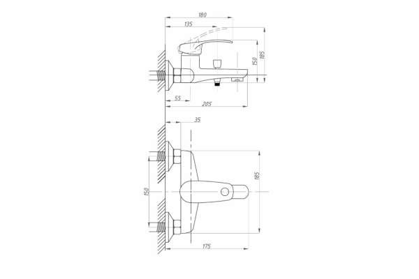 Смеситель Fauzt для ванны с душем FZs-840-115 тип См-ВОРНШлА