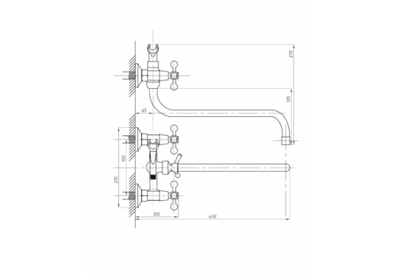 Смеситель Fauzt для ванны с душем FZs-317-32 тип См-ВУДРНШлА