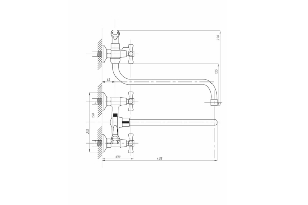 Смеситель Fauzt для ванны с душем FZs-435-07 тип См-ВУДРНШлА