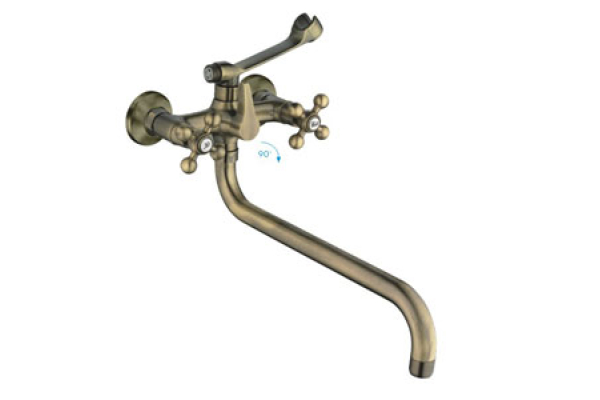 Смеситель для ванны Frap с длинным изливом и шаровым переключателем в корпусе бронза, F2619-4